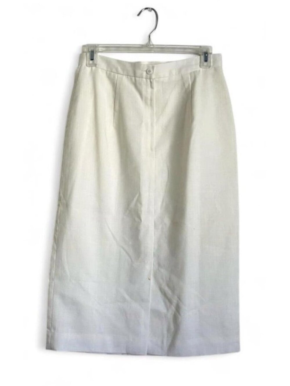 Vintage 90s Midi Pencil Skirt Off White Size 10 Business Casual Old Money